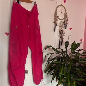 Hot Pink Cargo Jogger Pants - Women